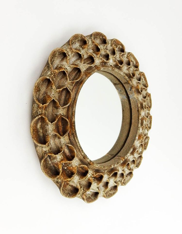 Miroir rond en grès