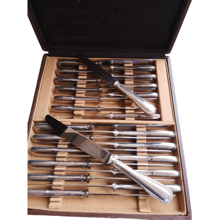 24 couteaux en métal argenté ERCUIS modèle Perles