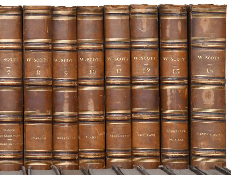 Collection livres de Walter Scott, Édition Furne et Charles Gosselin 1839, 30 volumes In-8