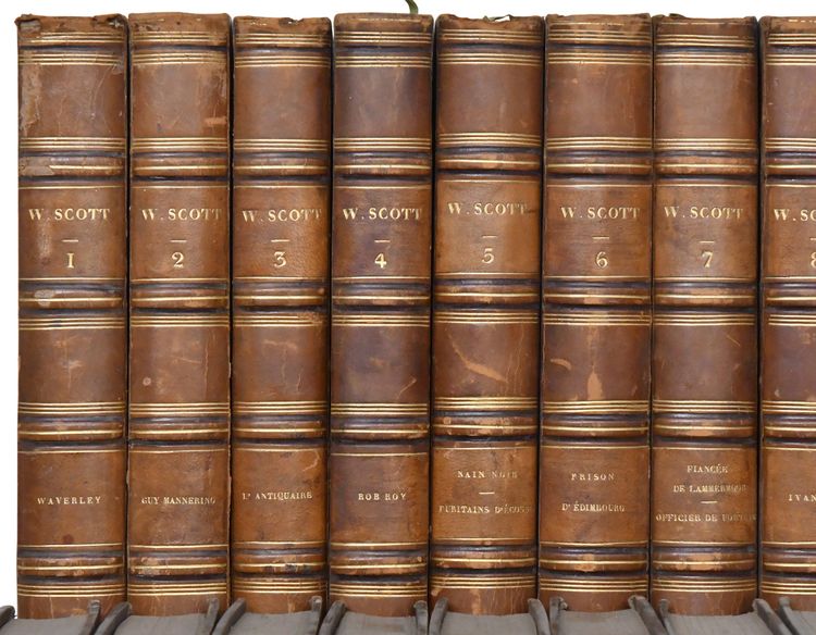 Collection livres de Walter Scott, Édition Furne et Charles Gosselin 1839, 30 volumes In-8