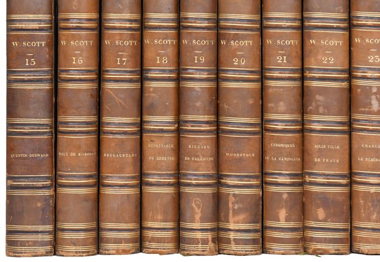 Collection livres de Walter Scott, Édition Furne et Charles Gosselin 1839, 30 volumes In-8