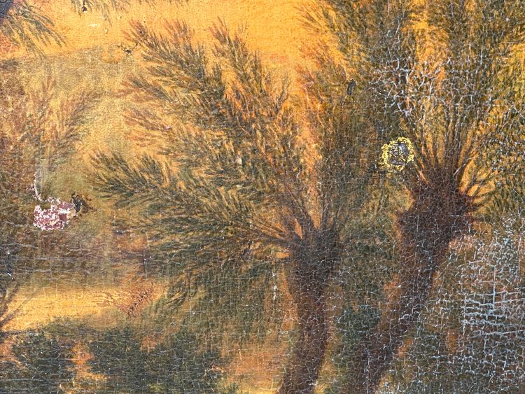 Dipinto di paesaggio di barca