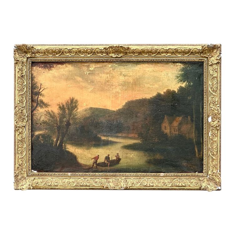 Dipinto di paesaggio di barca