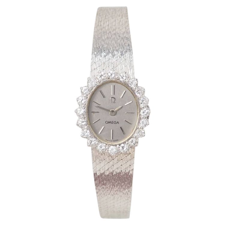 Montre Omega en or blanc et diamants