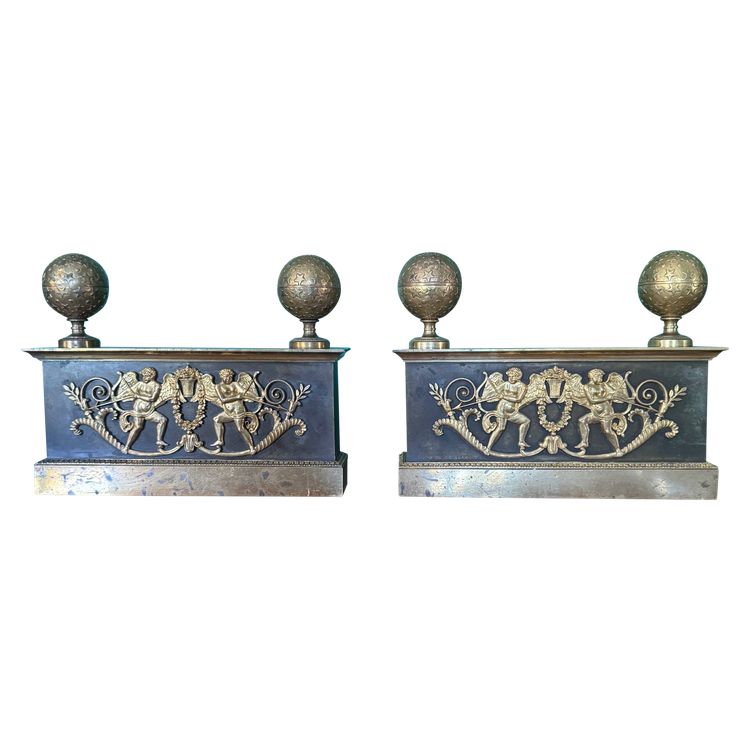 Pair of Empire period fireplaces, early 19th century.