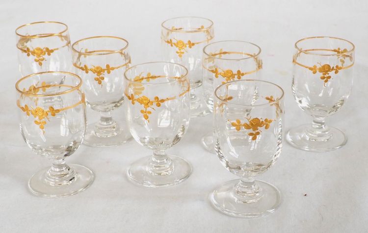 Napoleon III period liqueur service in Baccarat crystal enhanced with fine gold