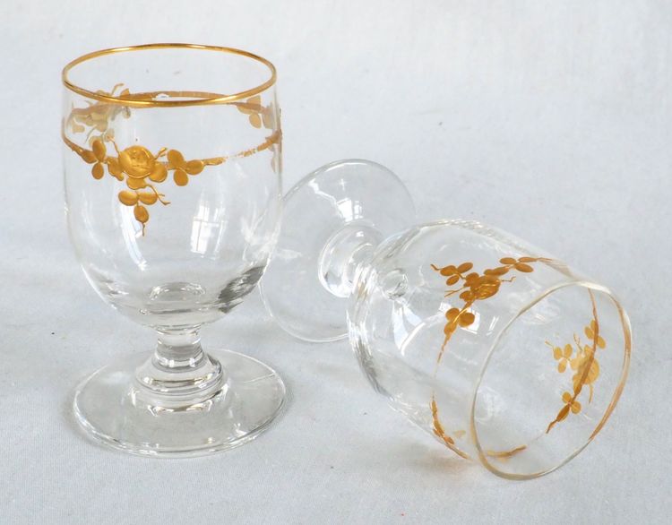 Napoleon III period liqueur service in Baccarat crystal enhanced with fine gold