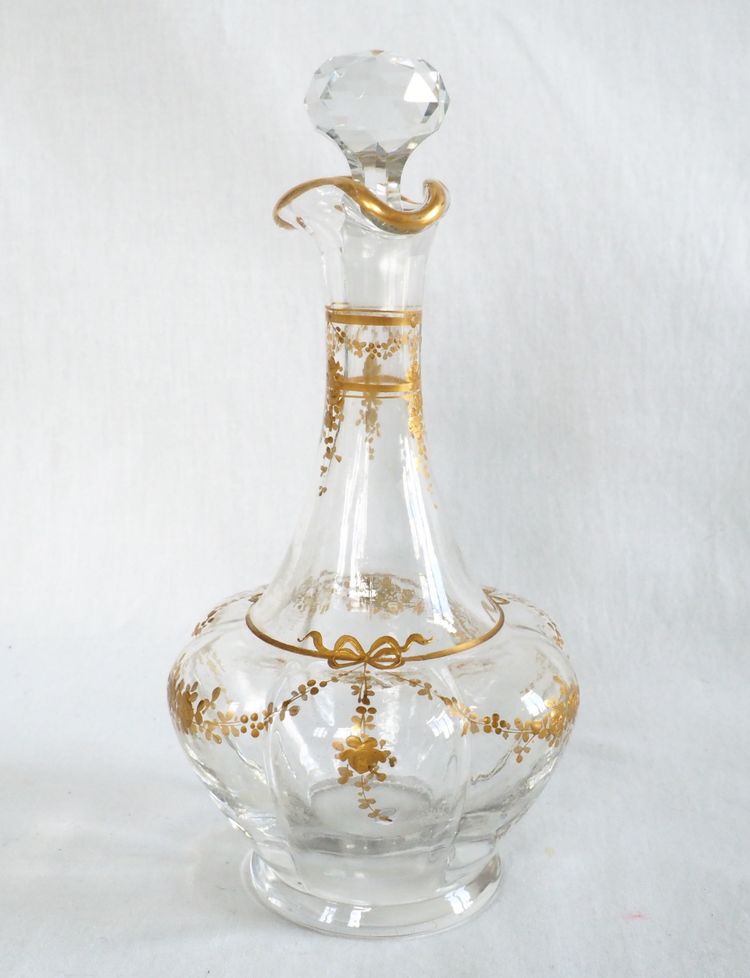 Napoleon III period liqueur service in Baccarat crystal enhanced with fine gold