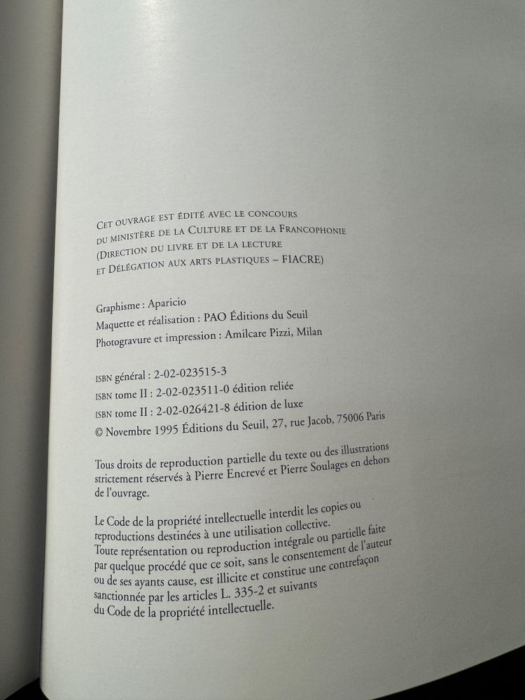 Catalogue raisonné of the works of Pierre Soulages by Pierre Encrevé, published by Seuil 94-95-98