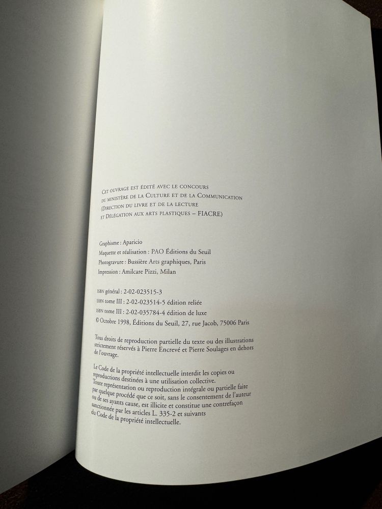 Catalogue raisonné of the works of Pierre Soulages by Pierre Encrevé, published by Seuil 94-95-98