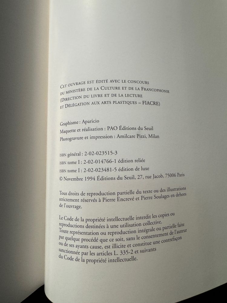 Catalogue raisonné of the works of Pierre Soulages by Pierre Encrevé, published by Seuil 94-95-98