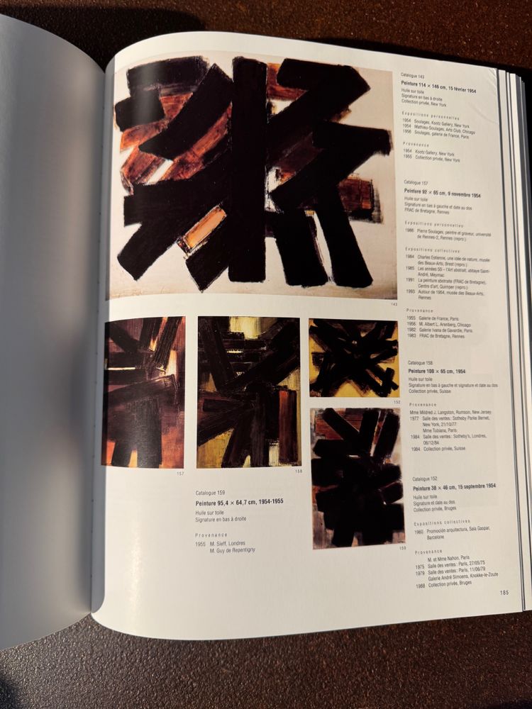 Catalogue raisonné of the works of Pierre Soulages by Pierre Encrevé, published by Seuil 94-95-98