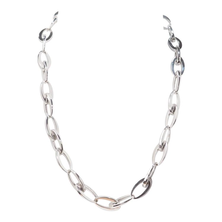Collier maille ovale en or blanc