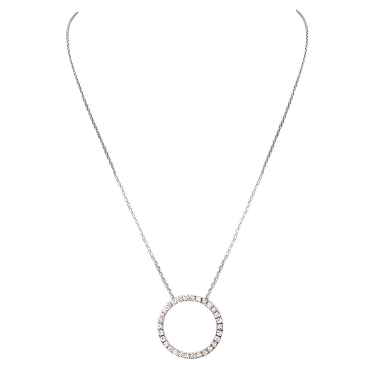 Collier pendentif cercle en or blanc et diamants