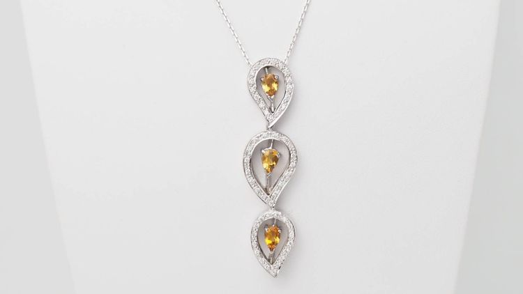 Necklace in white gold, citrine and diamonds