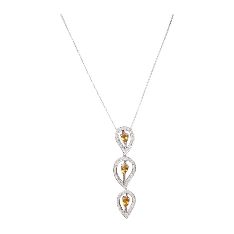 Necklace in white gold, citrine and diamonds