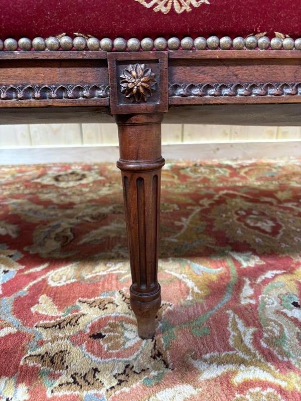 Louis XVI style bench Bordeaux fabric