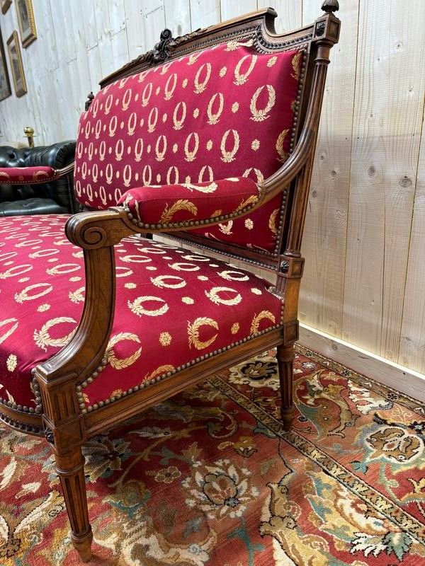 Louis XVI style bench Bordeaux fabric