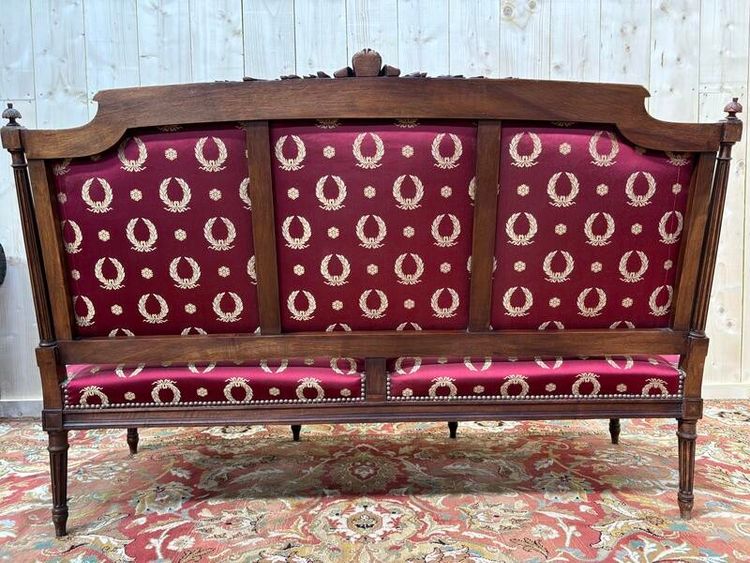 Louis XVI style bench Bordeaux fabric