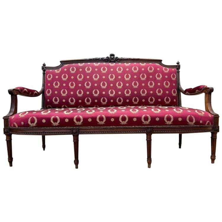 Louis XVI style bench Bordeaux fabric