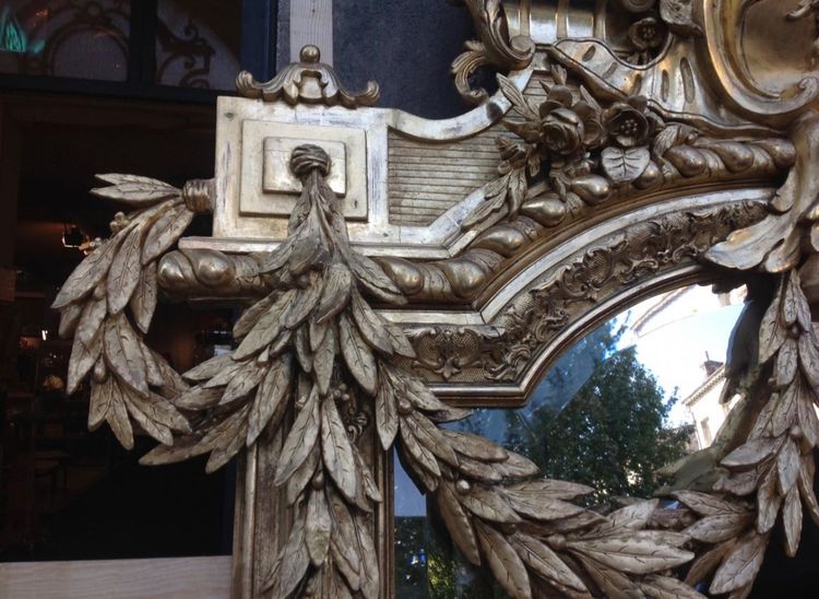 Specchio Napoleone III in legno e stucco