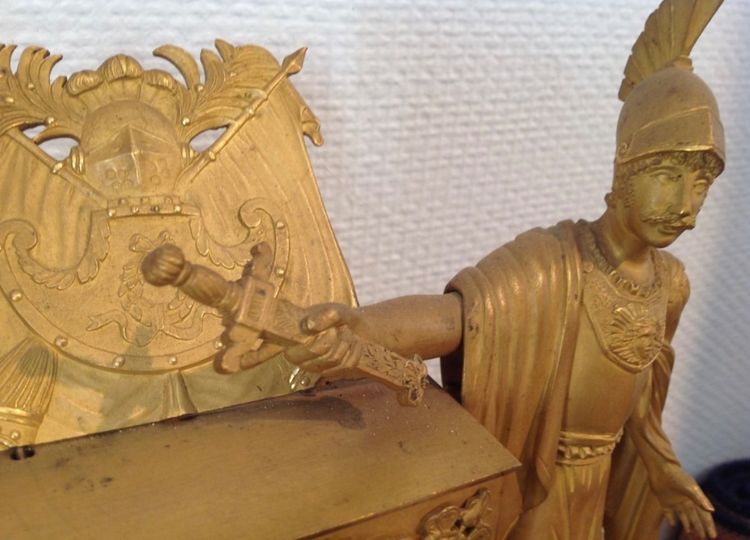 Restauration Period Gilt Bronze Centurion Clock Circa 1820
