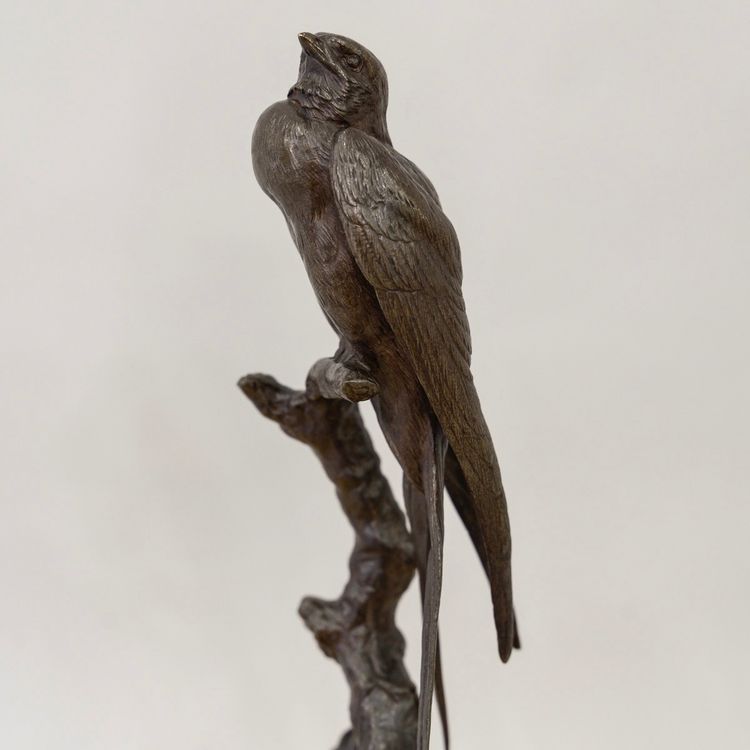 Swallow perched on a branch , by the sculptor Paul Comolera (1818-1897)