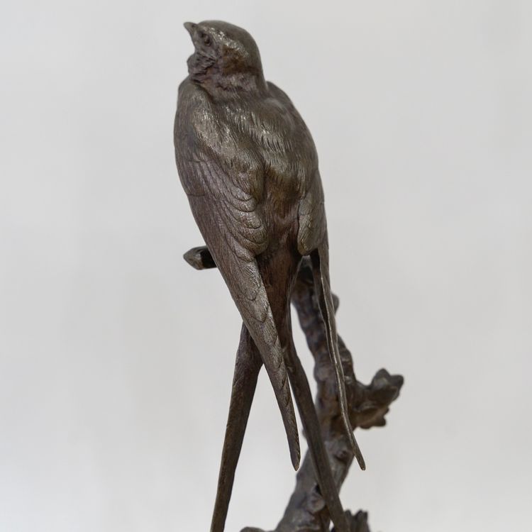 Swallow perched on a branch , by the sculptor Paul Comolera (1818-1897)