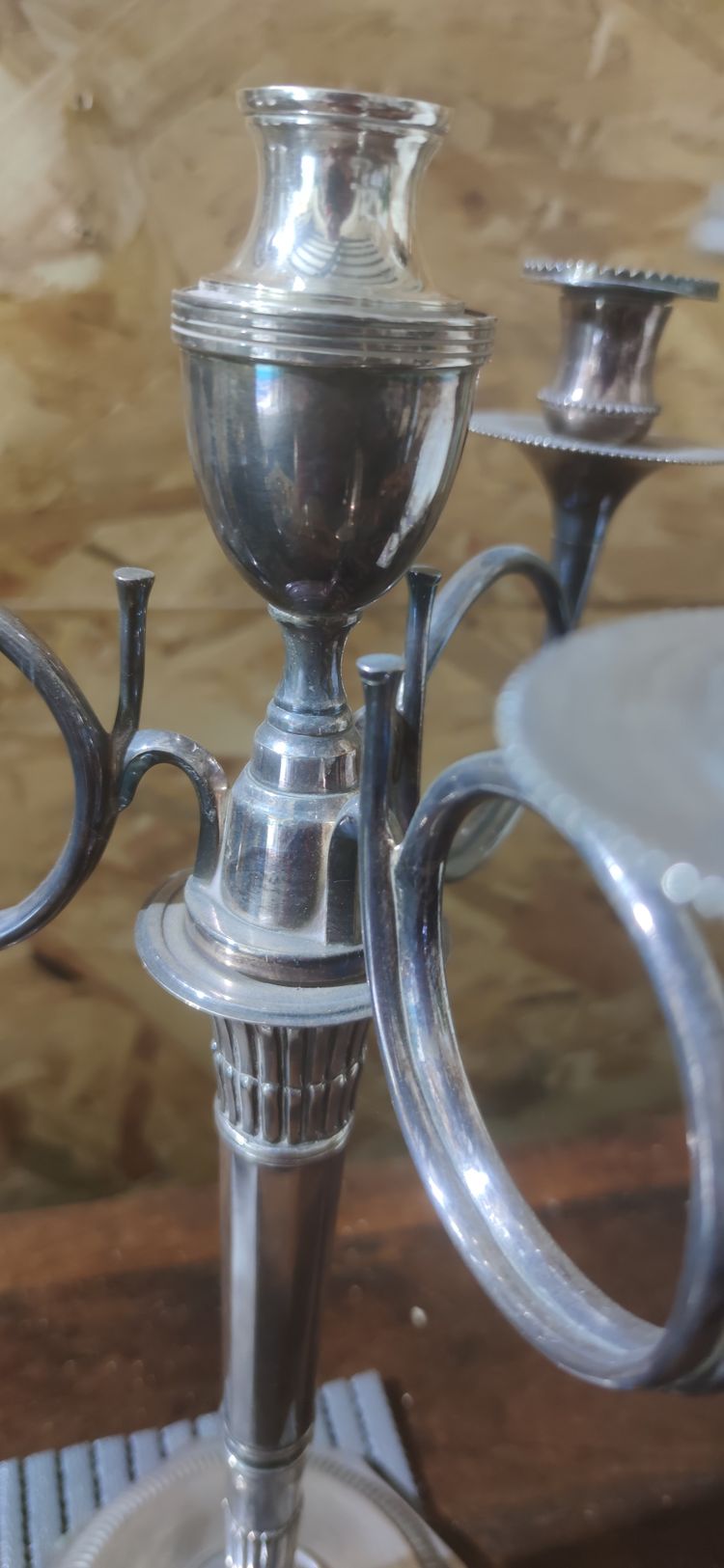 Pair of hunting horn candelabras