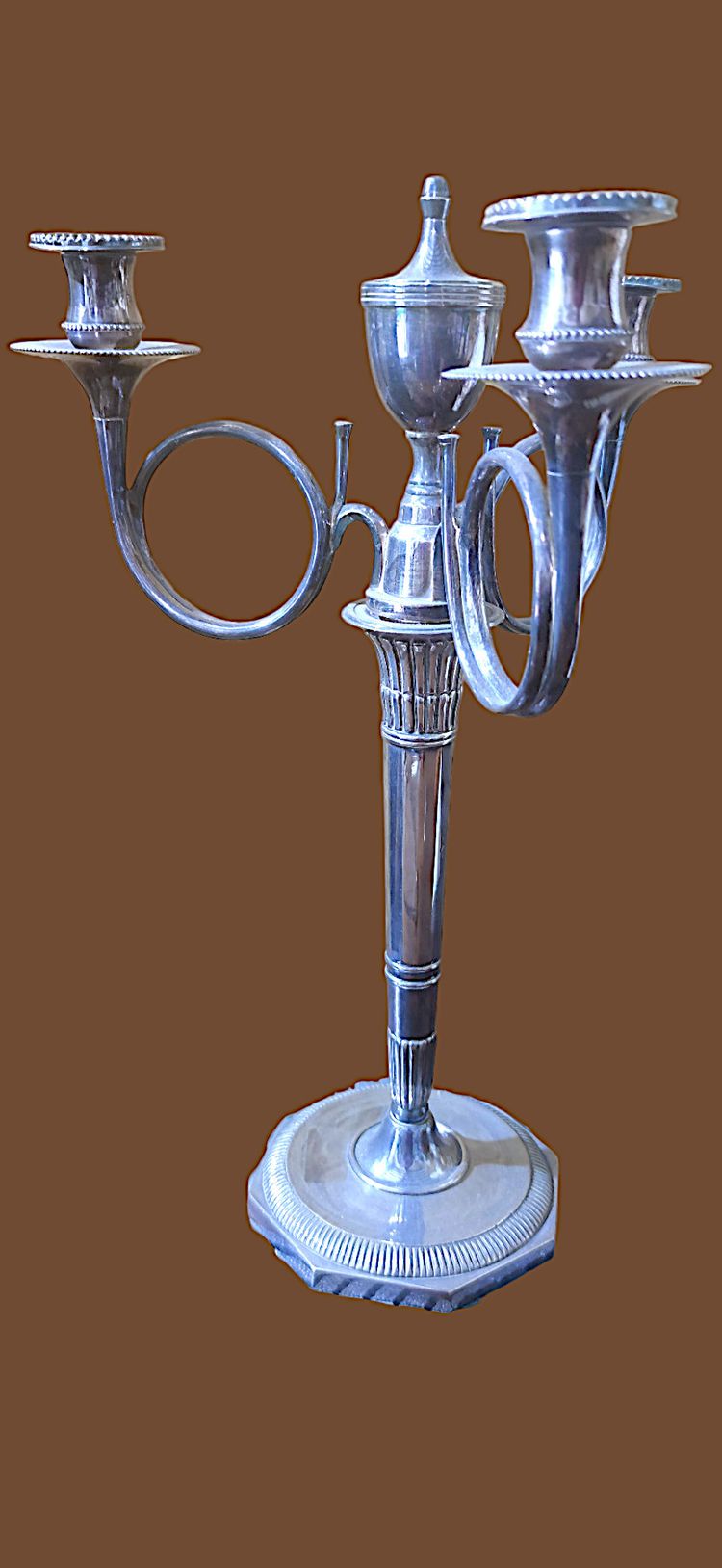 Pair of hunting horn candelabras