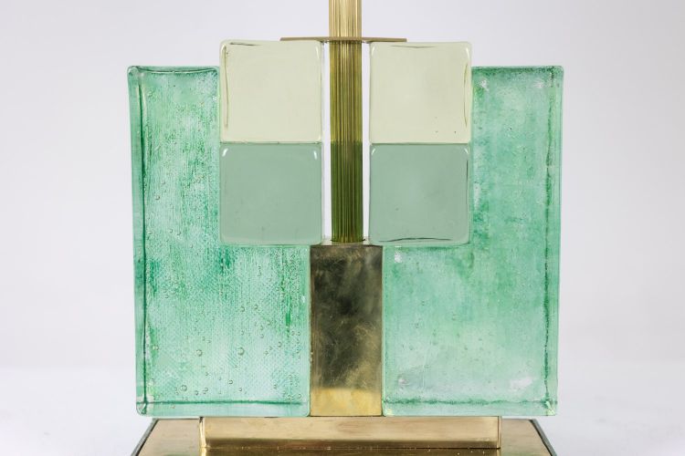 Pair of Murano glass lamps, green iridescent. 20th-21st century. LS6401609J