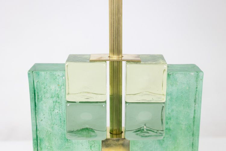 Pair of Murano glass lamps, green iridescent. 20th-21st century. LS6401609J