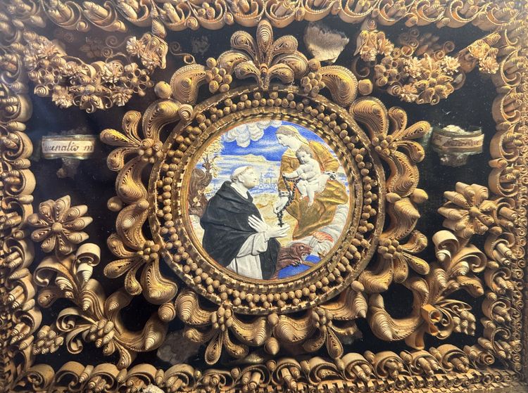 Reliquiario dipinto a Paperolles - La visione di San Domenico - XVIII secolo