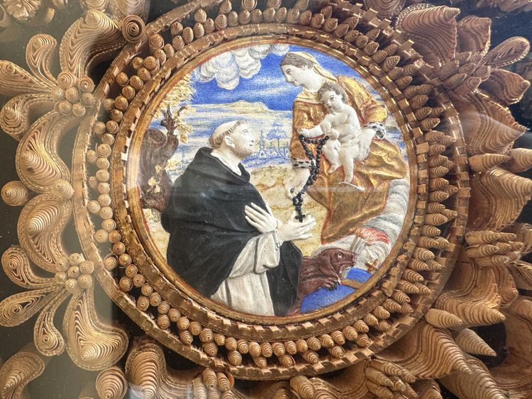 Reliquiario dipinto a Paperolles - La visione di San Domenico - XVIII secolo