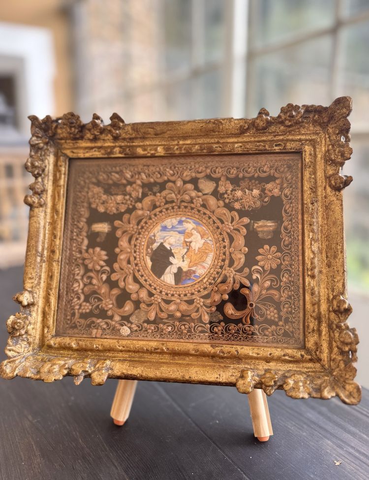 Reliquiario dipinto a Paperolles - La visione di San Domenico - XVIII secolo
