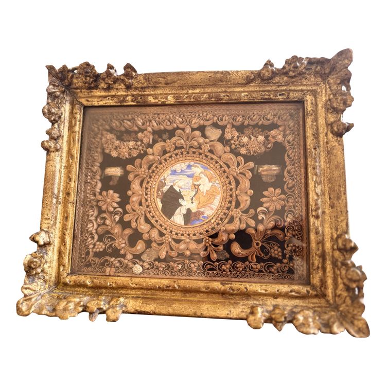 Reliquiario dipinto a Paperolles - La visione di San Domenico - XVIII secolo