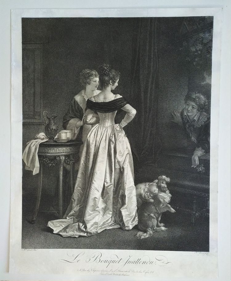 The Unexpected Bouquet Antique Engraving After Marguerite Gérard Etching 19th C Old Print
