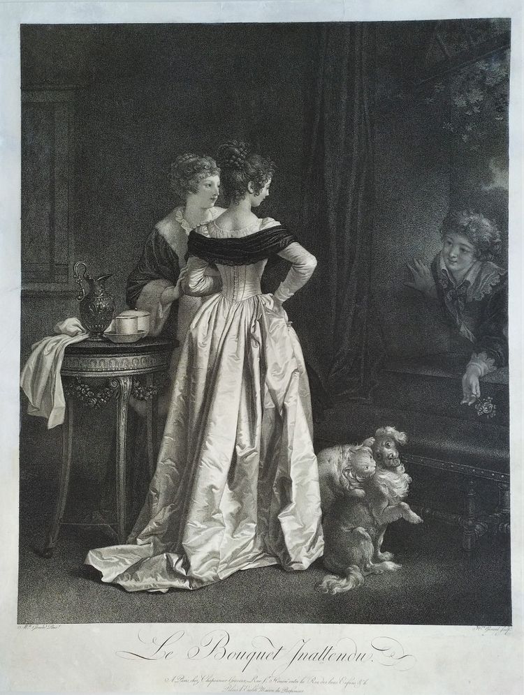 The Unexpected Bouquet Antique Engraving After Marguerite Gérard Etching 19th C Old Print