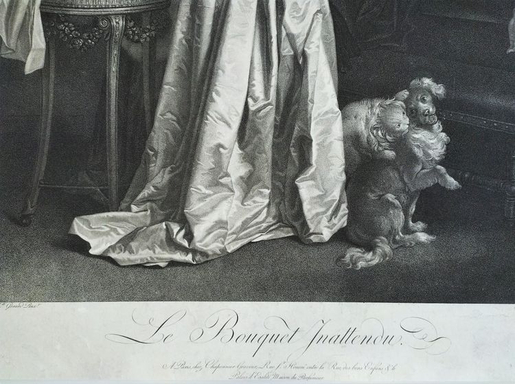 The Unexpected Bouquet Antique Engraving After Marguerite Gérard Etching 19th C Old Print