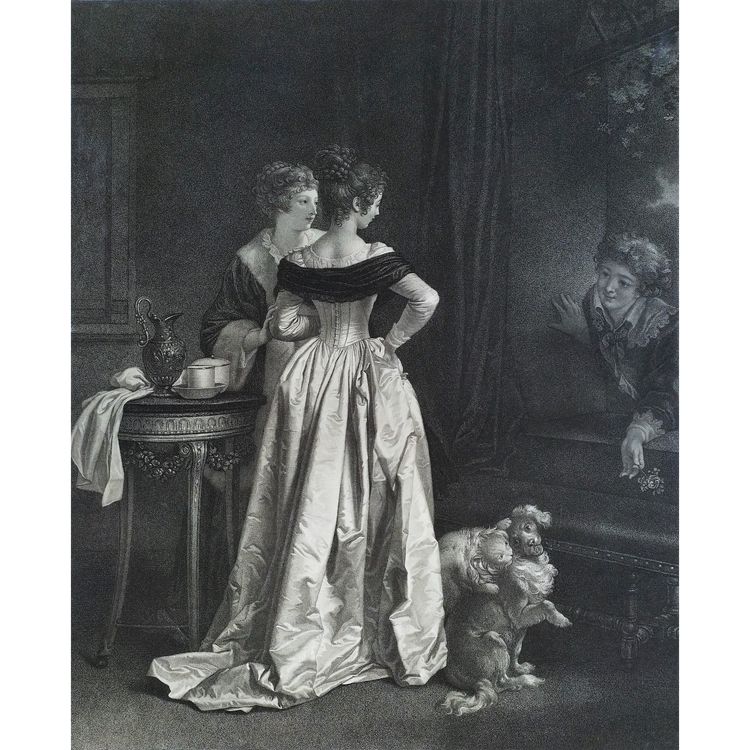 The Unexpected Bouquet Antique Engraving After Marguerite Gérard Etching 19th C Old Print