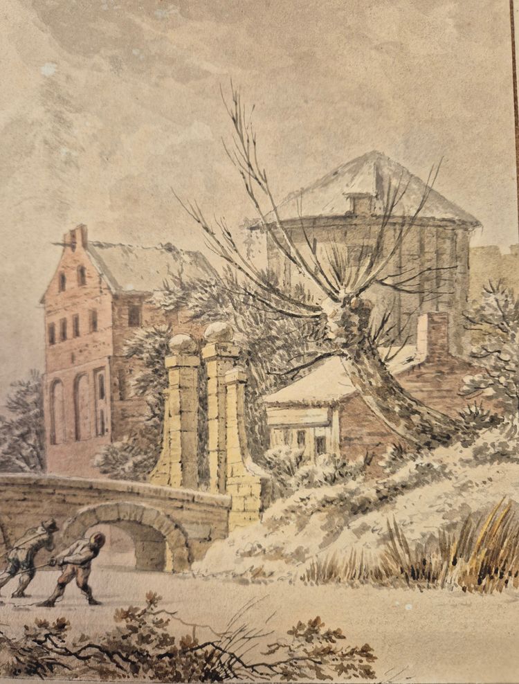 Schneelandschaft Aquarellzeichnung