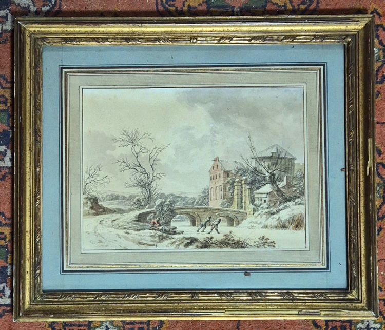 Schneelandschaft Aquarellzeichnung