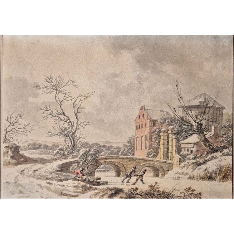 Schneelandschaft Aquarellzeichnung