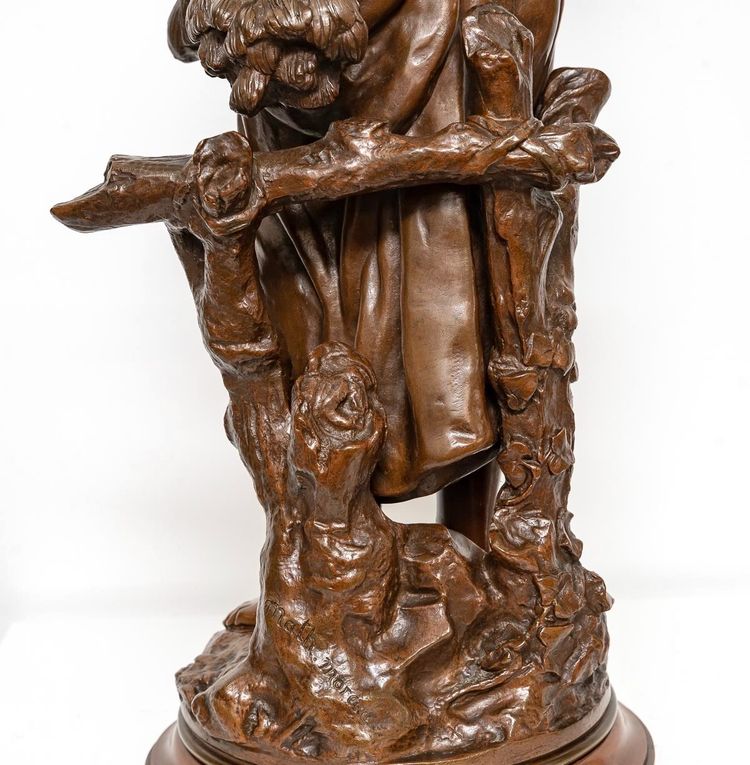 Scultura - Ragazza con covone di grano , Mathurin Moreau (1822-1912) - Bronzo