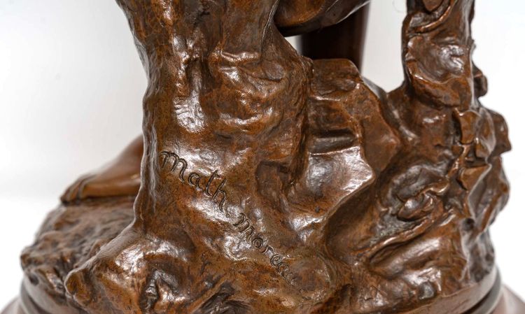 Scultura - Ragazza con covone di grano , Mathurin Moreau (1822-1912) - Bronzo