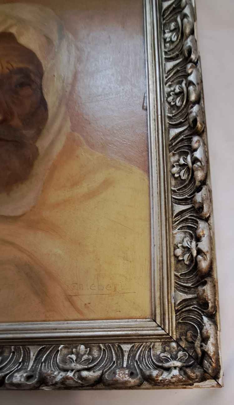 Ritratto di uomo arabo olio su tavola di Louis Chiebert XX secolo