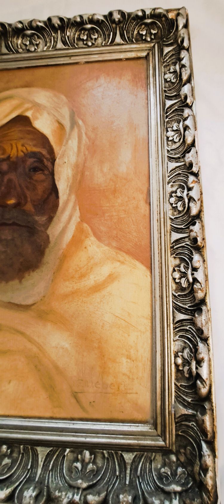 Ritratto di uomo arabo olio su tavola di Louis Chiebert XX secolo