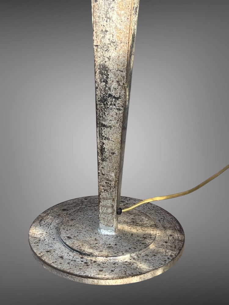 LARGE PAIR OF 70S LAMPS IN SILVER-PLATED METAL, 1.30 METRES HIGH