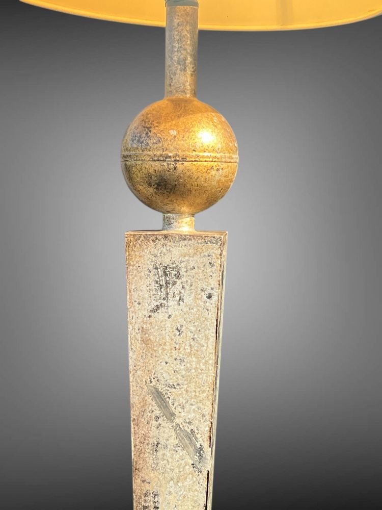 LARGE PAIR OF 70S LAMPS IN SILVER-PLATED METAL, 1.30 METRES HIGH
