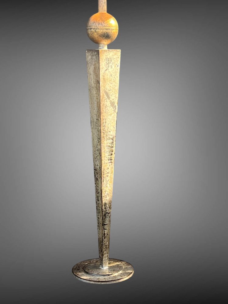 LARGE PAIR OF 70S LAMPS IN SILVER-PLATED METAL, 1.30 METRES HIGH